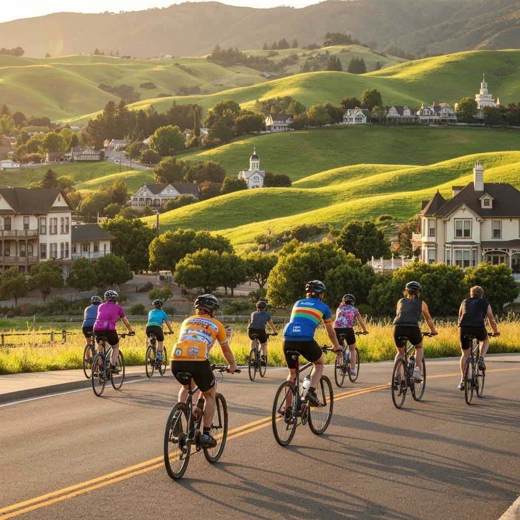 Cyclists enjoying a scenic ride through Gold Country